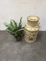 Antieke beschilderde melkbus / siervat – handgeschilderd bloemenmotief – landelijk / brocante